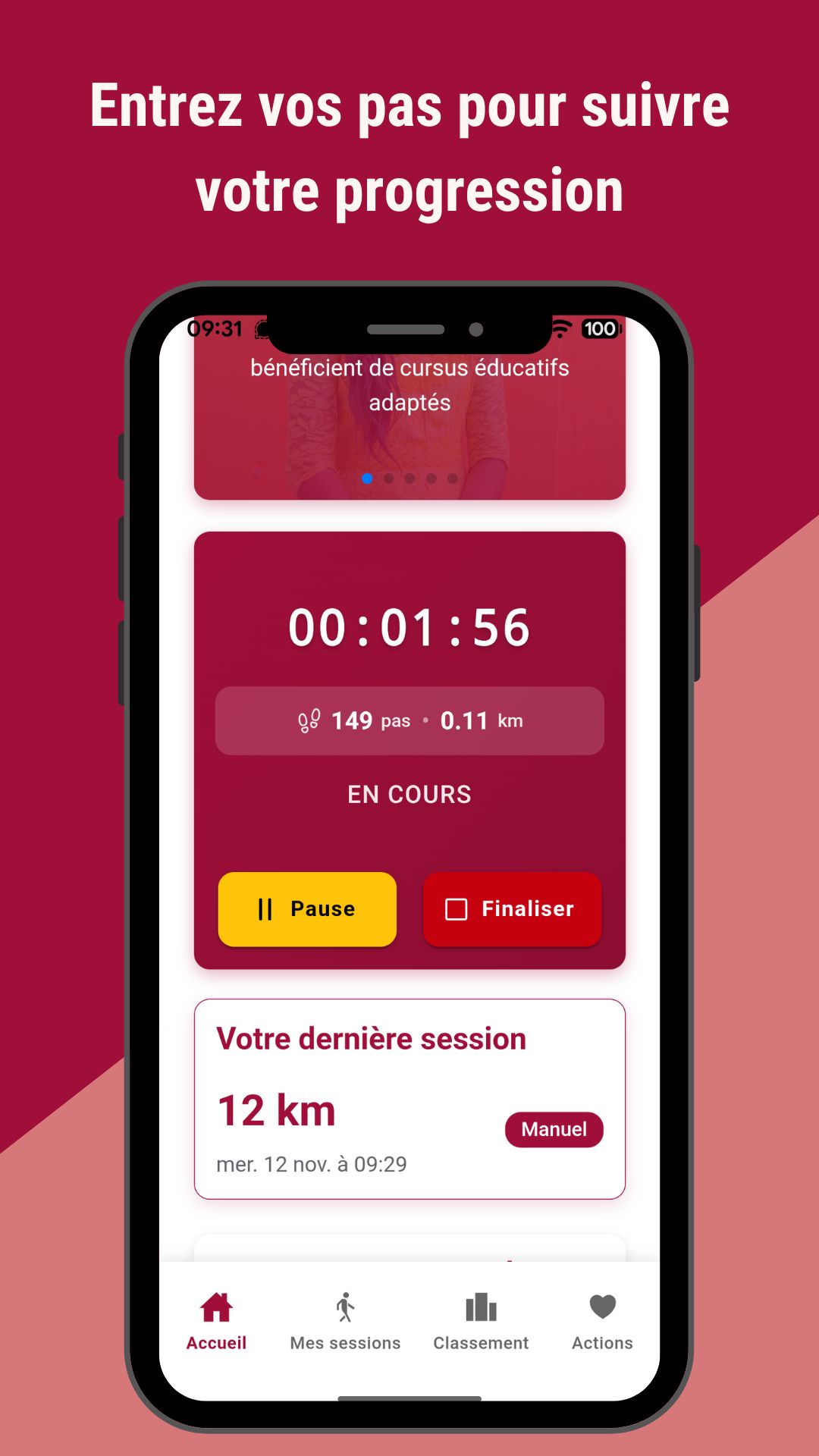 Application Marche des entreprises - Écran principal