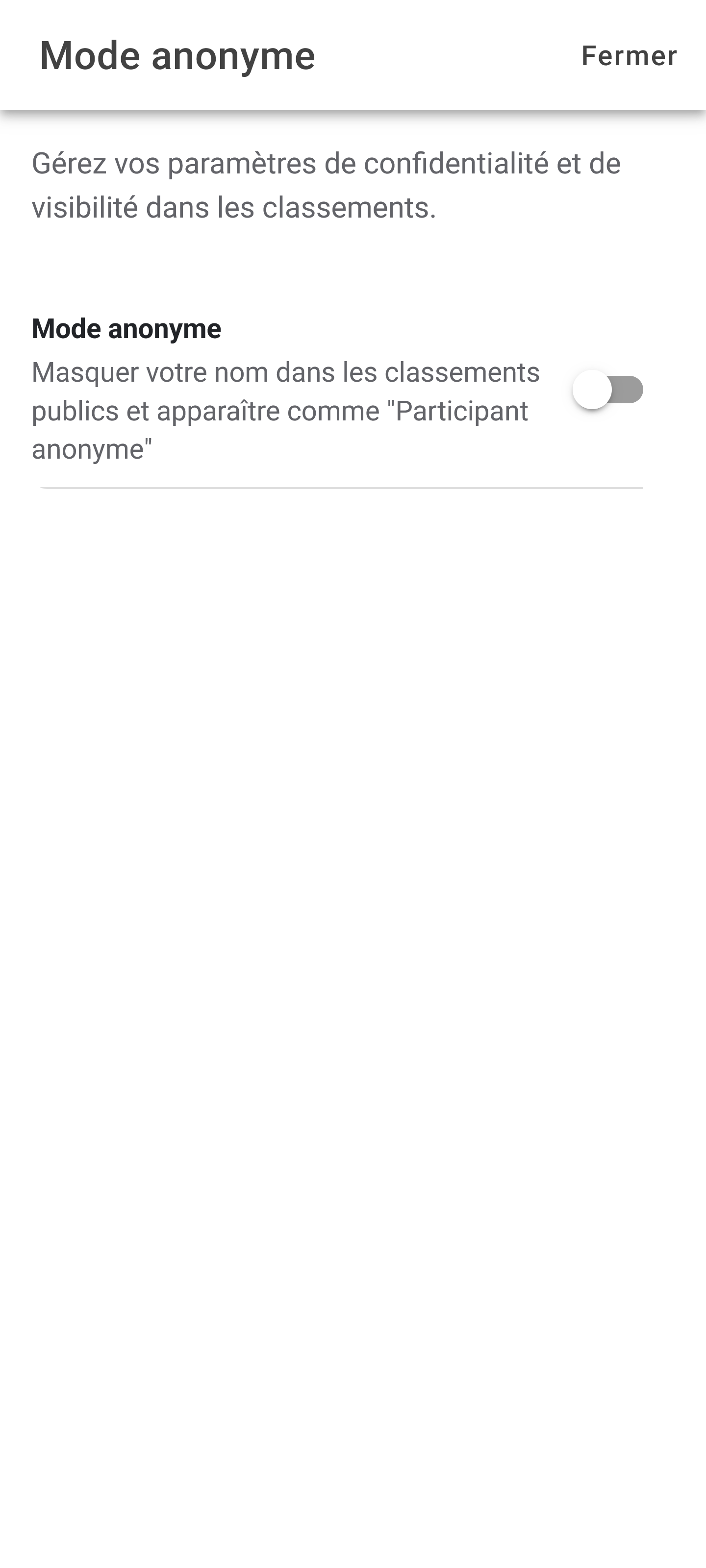 Paramètres du mode anonyme