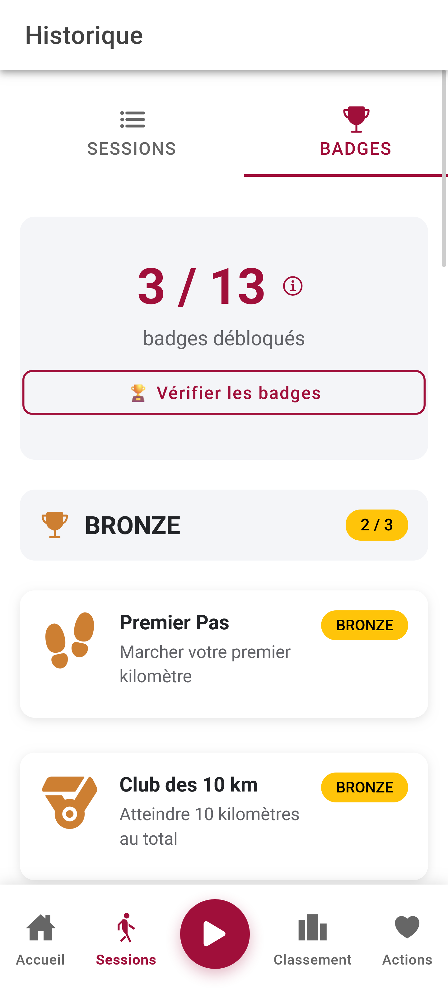 Vue des badges